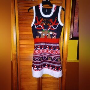 Festive Reindeer Knit Dress